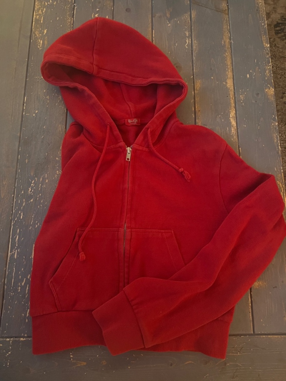 Brandy Melville Red Zip-Up Hoodie